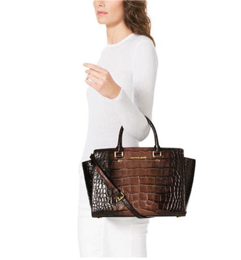 michael kors large selma croc|Michael Kors Selma Satchel/Top Handle Bag Large Bags.